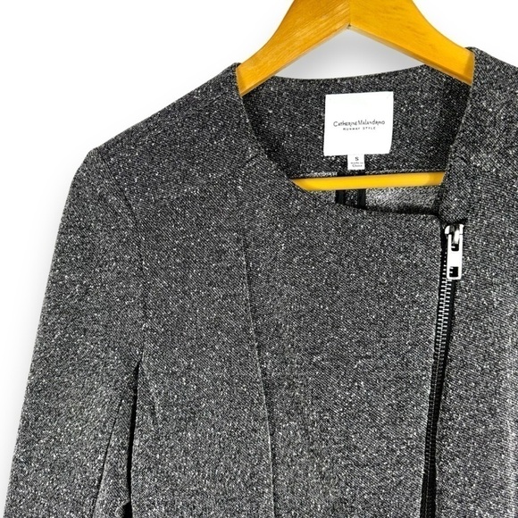 4 for $40 SALE!Catherine Maladrino Runway Knit Moto Jacket, Marled Grey, Size S - Picture 6 of 11